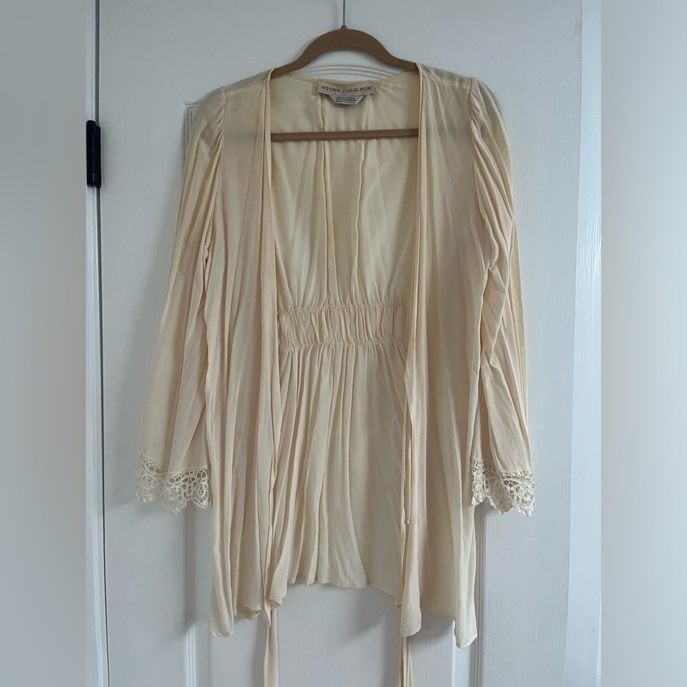 Stone cold fox silk cream robe